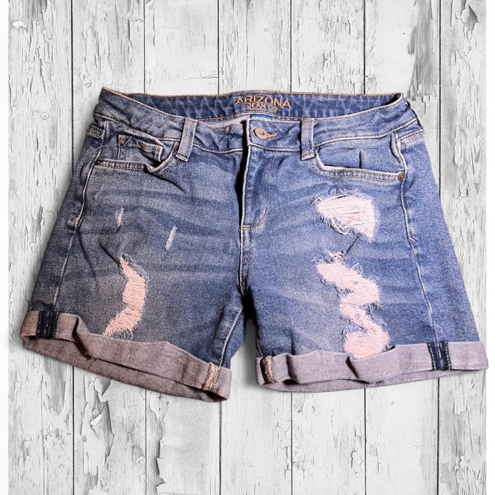 Arizona Jean Company Women's Ripped Blue Jean Shorts